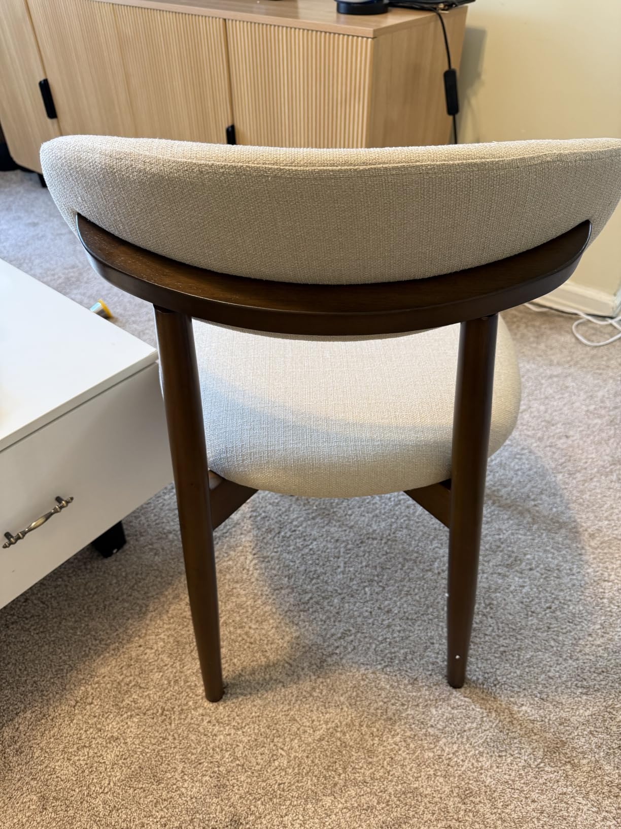 COLAMY Wooden Dining Chairs Set of 4, Modern Fabric Upholstered Kitchen Side Chairs, Farmhouse Dining Room Chair with Foot Pegs, Beige customer photo 2