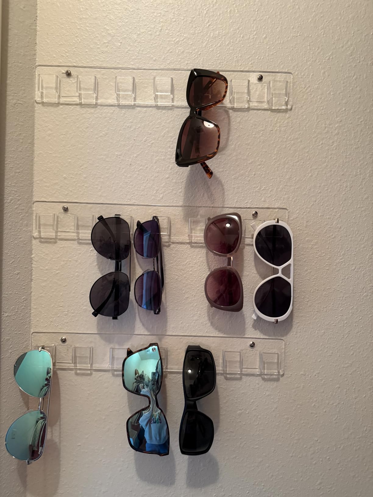 Meaocer Sunglasses Organizer 2 Pack, Wall Glasses Holder, Acrylic Sunglasses Display, Eyeglass Organizer for Multiple Glasses for Office & Home Decor, Unique Gifts for Husband, Women & Girls, Clear customer photo 1