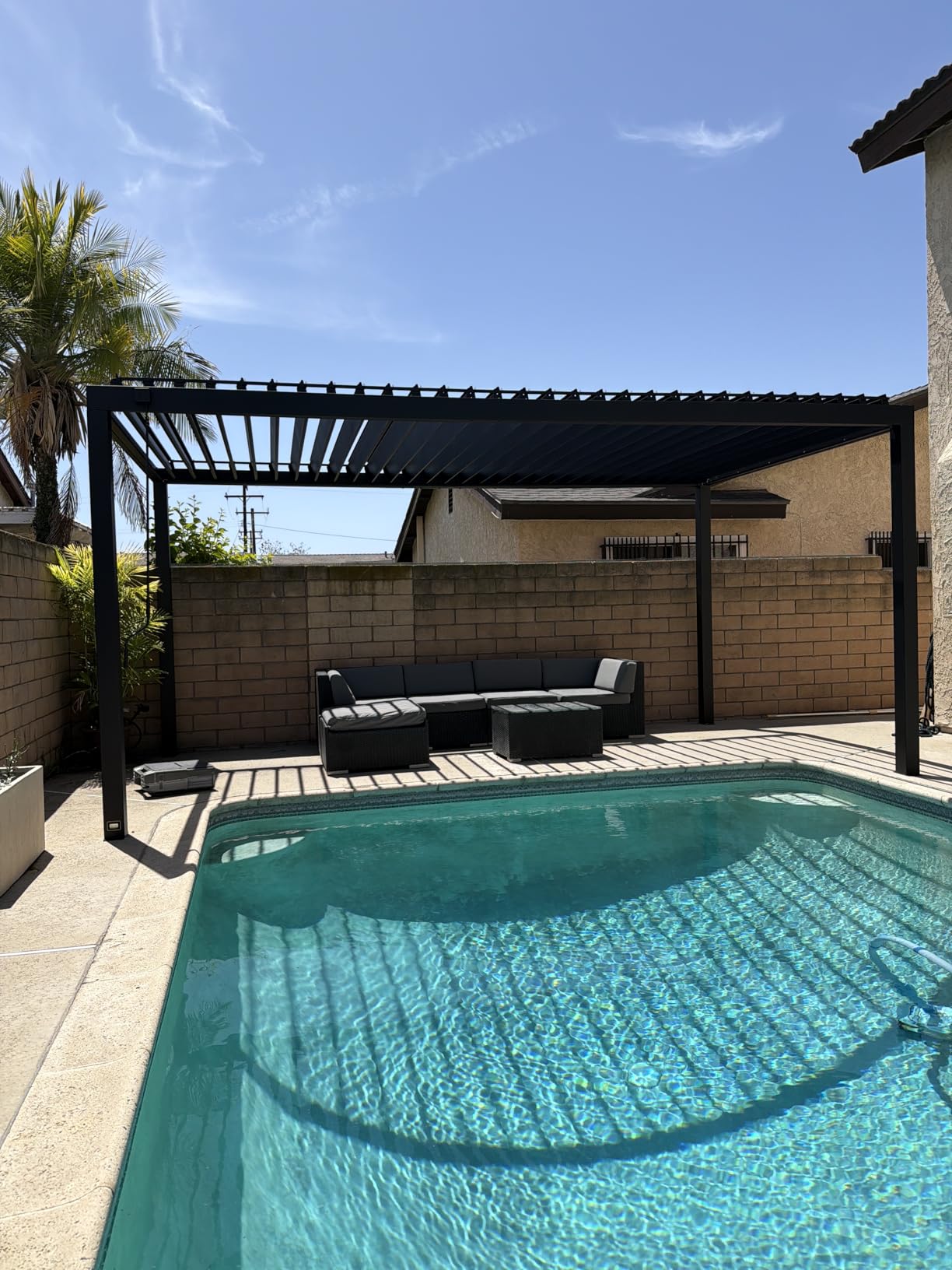 Backyard Discovery Sarasota 12' x 10' Galvanized Steel Louvered Pergola Kit with Adjustable Roof, Shade, Rain Protection, High-Wind Rating, Gutter System for Outdoor Patio, Garden, Deck, Entertaining customer photo 1