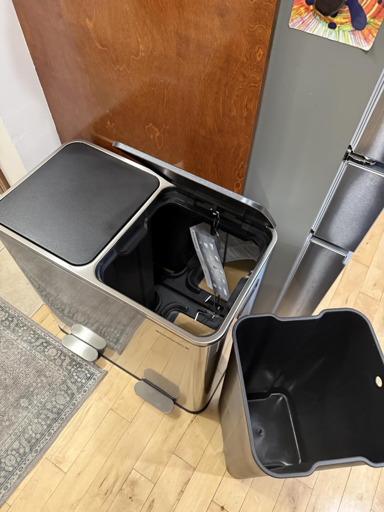SONGMICS Trash Can, 2 x 10.6 Gallon (2 x 40 L), Silver and Black customer photo 1