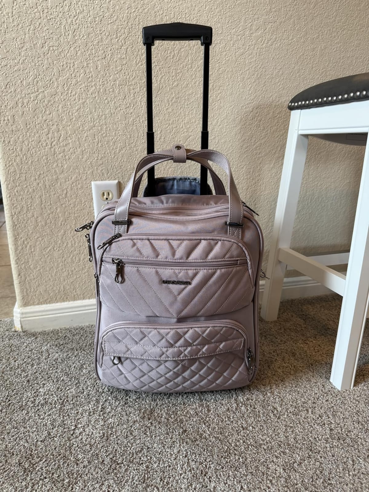 KROSER Carry On Underseat Multi-functional, 16-inch Underseater Lightweight Overnight Suitcase for Women, Navy customer photo 1