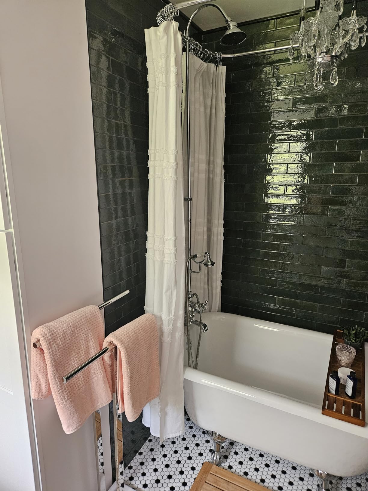 KOKOSIRI Towel Rack Free Standing Brushed Nickel 2-Tier Towel Holder for Bathroom Floor Stand with Heavy Marble Base Thicken Steady Design Stainless Steel THS0005-BR customer photo 1