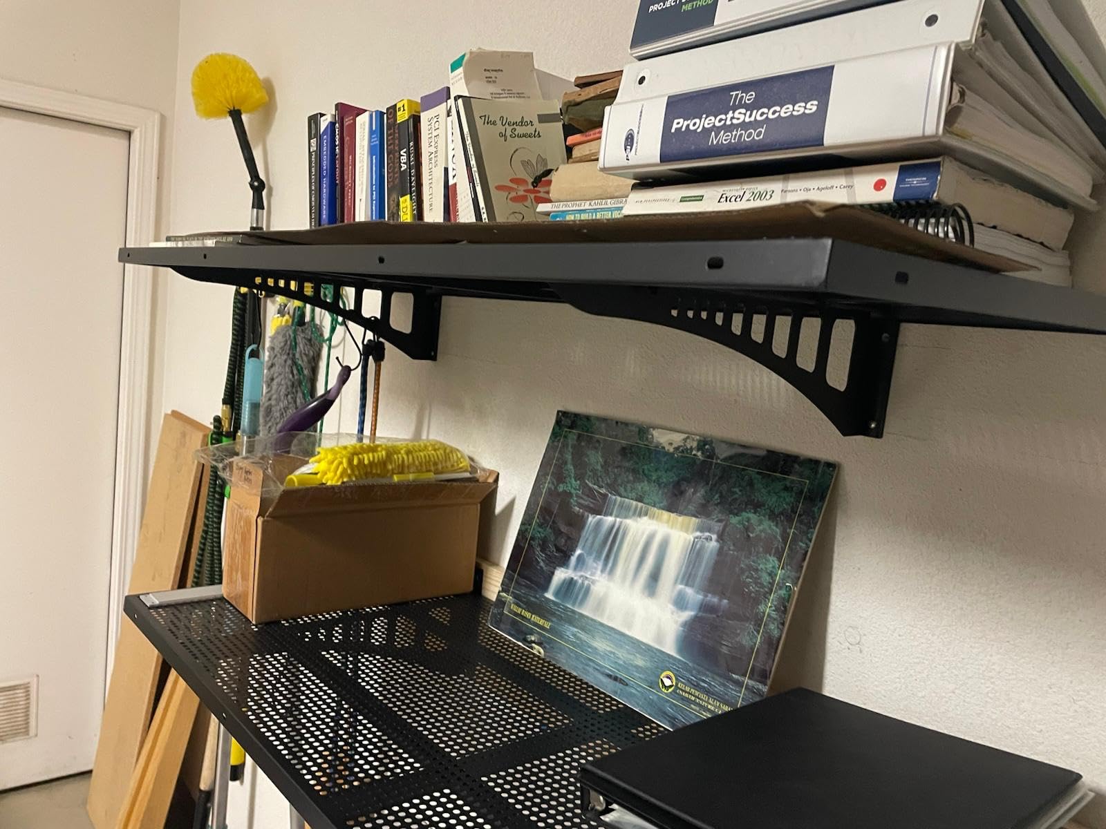 2-Pack 1.5x4ft Heavy Duty Garage Wall Shelving, 500 lbs Load Capacity, Garage Shelving Wall Mounted, Garage Storage Rack with Hooks, Black customer photo 1
