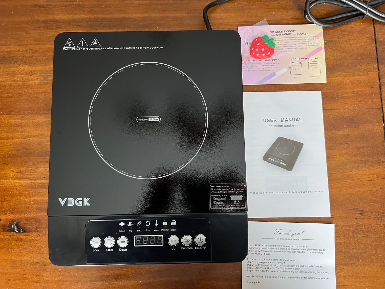 VBGK Single Burner Induction Cooktop,1800W Portable Induction Cooktop,110V Hot Plate with LCD Sensor Touch, 7 Temp Levels up to 518°F, Safety Lock, 4-Hour Timer, 9 Heat-Resistant Cooking customer photo 1
