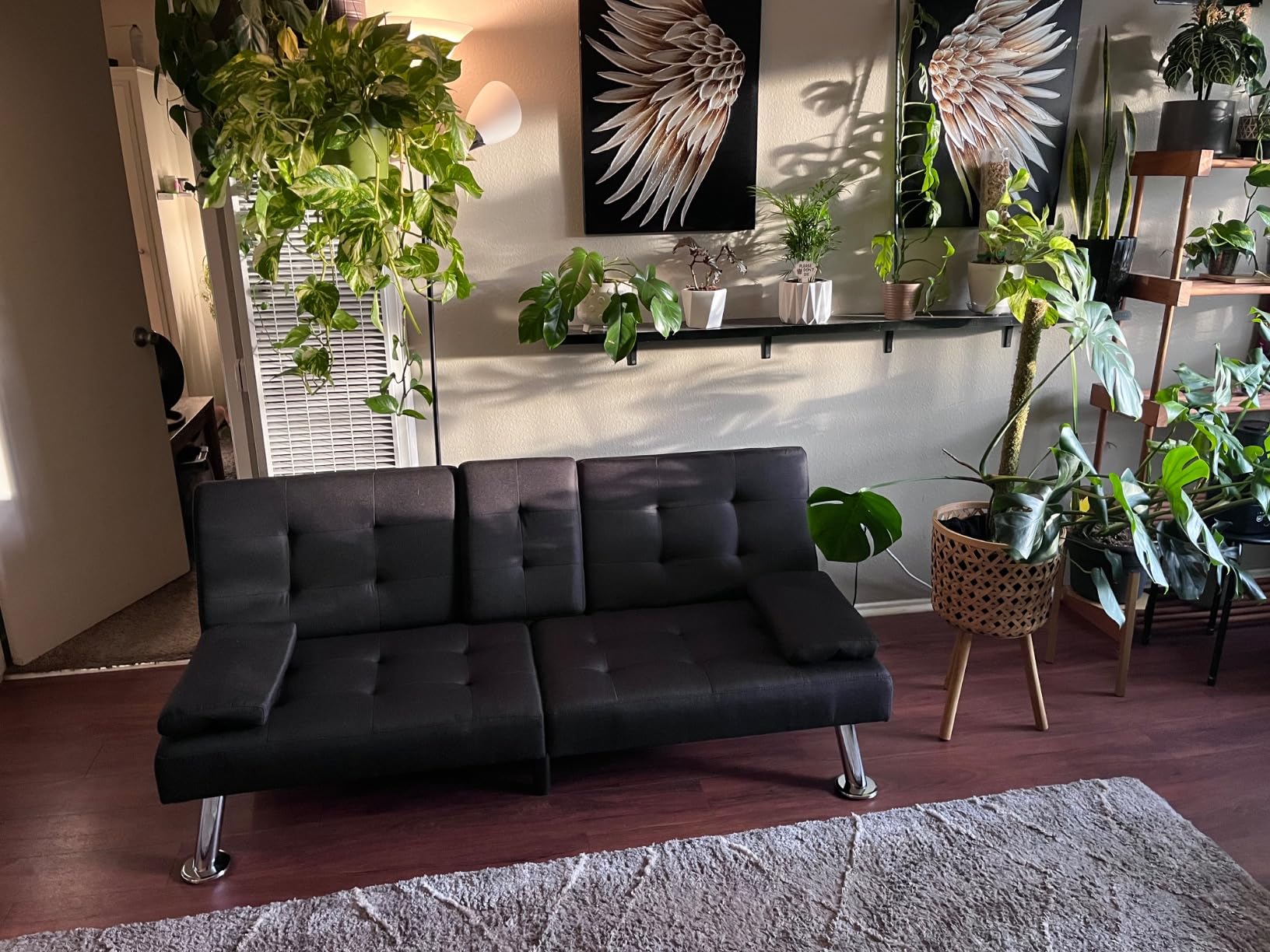 Shahoo Convertible Folding Futon Sofa Bed,Upholstered Sleeper Loveseat customer photo 1