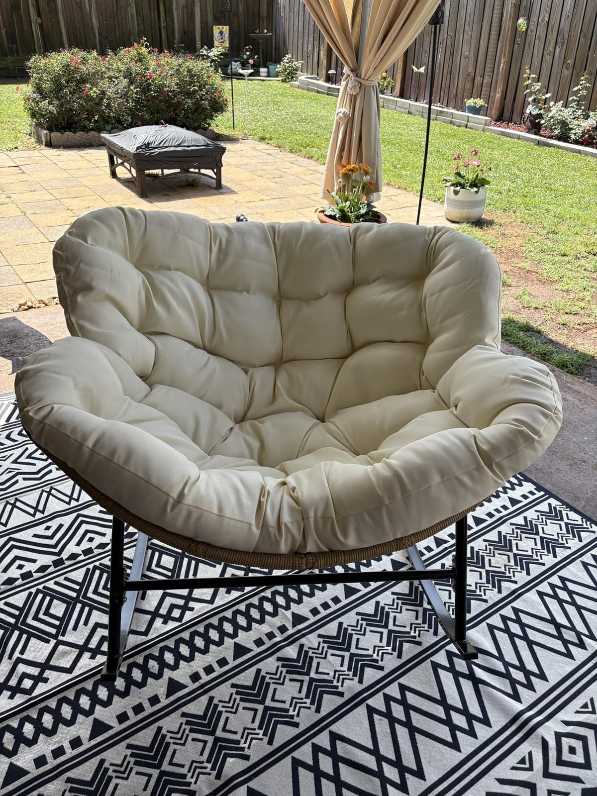 RADIATA Outdoor Papasan Rocking Chair, Oversized Patio Rocking Egg Chair customer photo 1