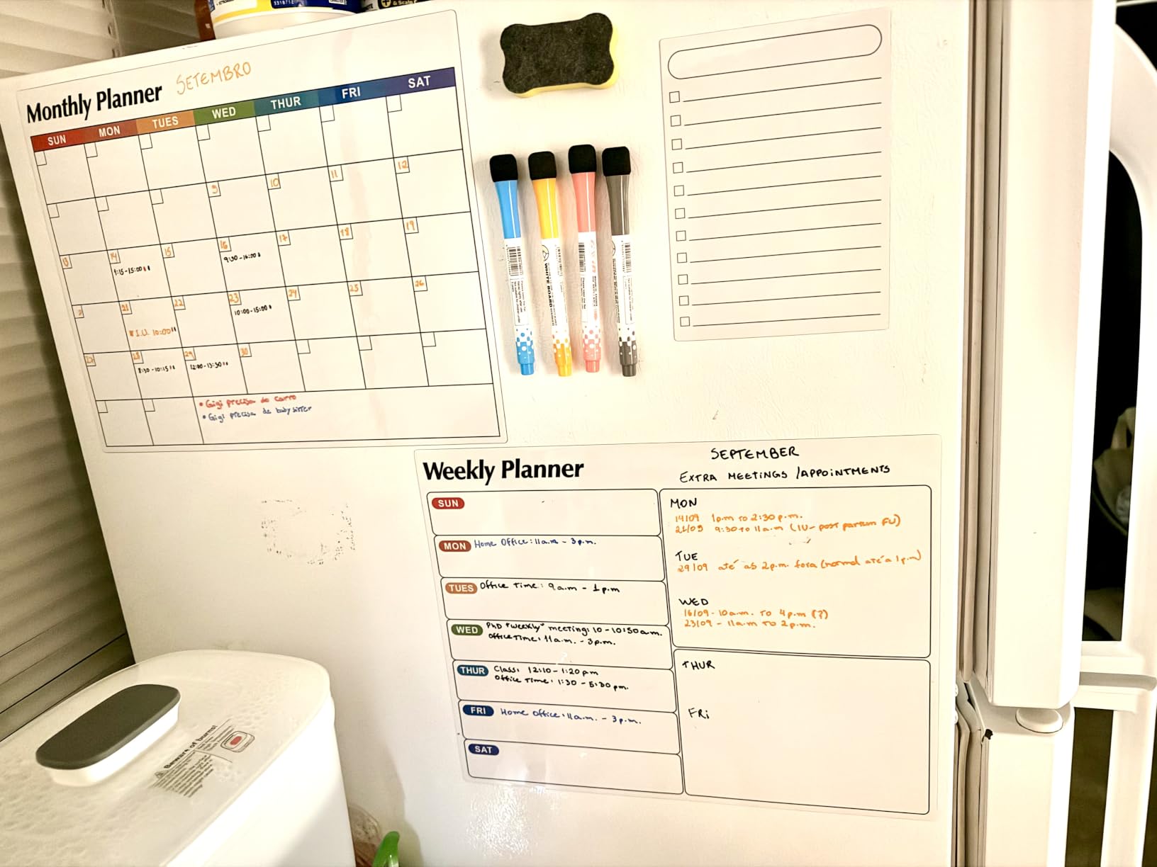 Dry Erase Magnetic Calendar for Refrigerator, 3 Pack- Monthly & Weekly & Daily Planner Magnet Whiteboard for Fridge Wall Door - Shopping, Meal/Menu, to Do List, Family Schedule Planning Board (D) customer photo 1