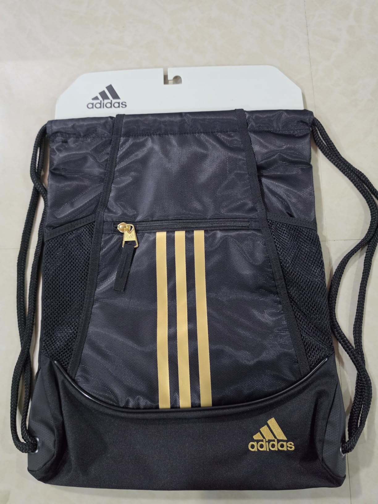 adidas Alliance Sackpack – Drawstring Backpack for Sports, Small Gym Bag, Black/3, OSFA customer photo 1