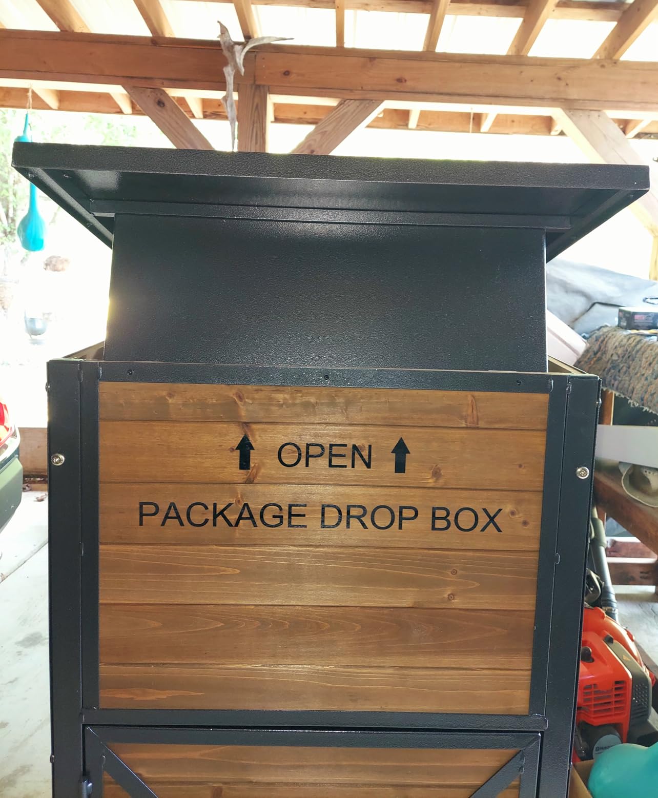 GUTINNEEN Package Delivery Boxes for Outside, Metal Frame Large Parcel Drop Box with Combination Lockable, Secure Anti Theft Package Delivery Box for Porch Curbside customer photo 1