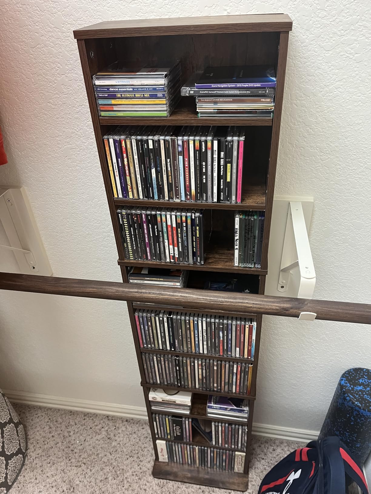 Furinno Jaya DVD Shelf, 9-Shelf Tall Narrow CD Rack, Media Shelf with Adjustable Shelves, DVD Storage Cabinets for CD Bluray Game Disc, Easy Assembly, for Living Room, Home Office, Amber Pine customer photo 1