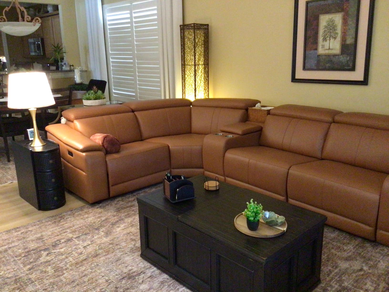 Power Reclining Sectional Sofa, with Cup Holders/Storage, 5 Seater L-Shaped Recliner Couch with USB Charging/Storage, Home Theater Seating, Leather Furniture for Living Room, House, Apartment customer photo 2