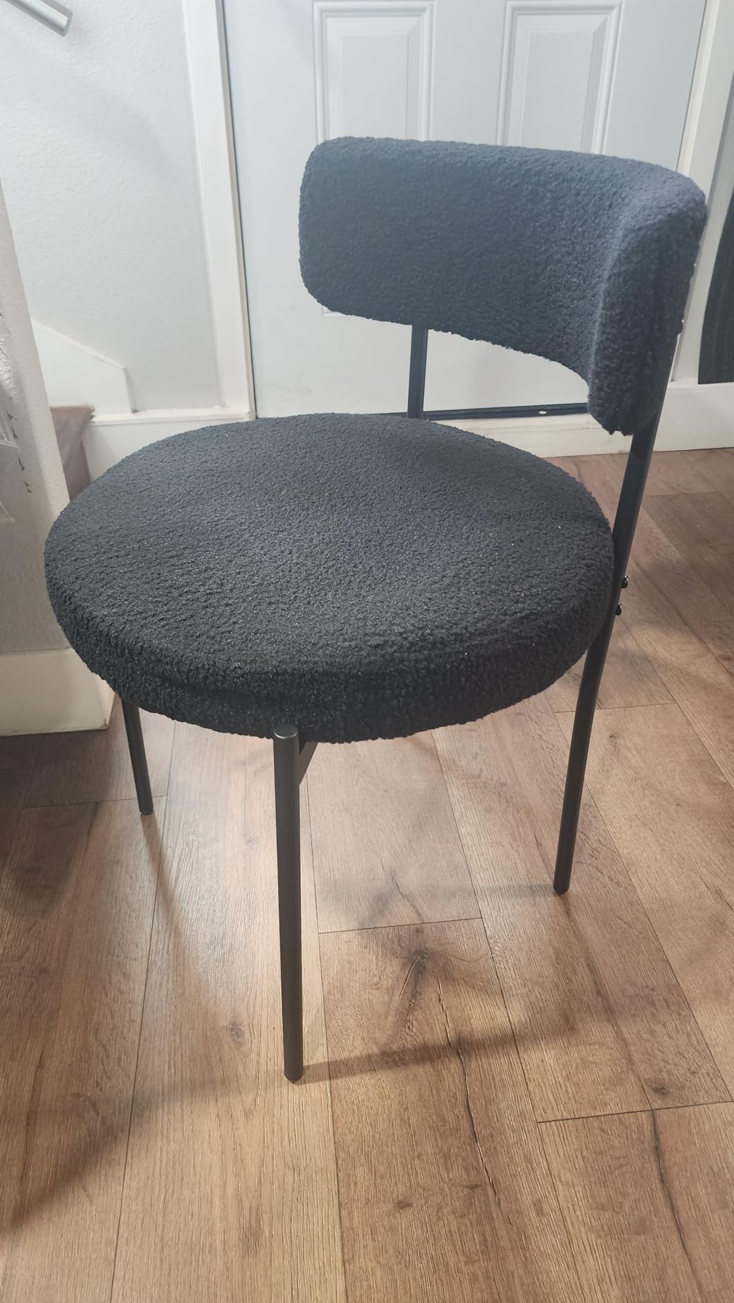 Cinxzar Black Boucle Dining Chairs Set of 4, Upholstered Dining Chairs with Black Metal Legs, Round Modern Dining Chair for Dining Room customer photo 2