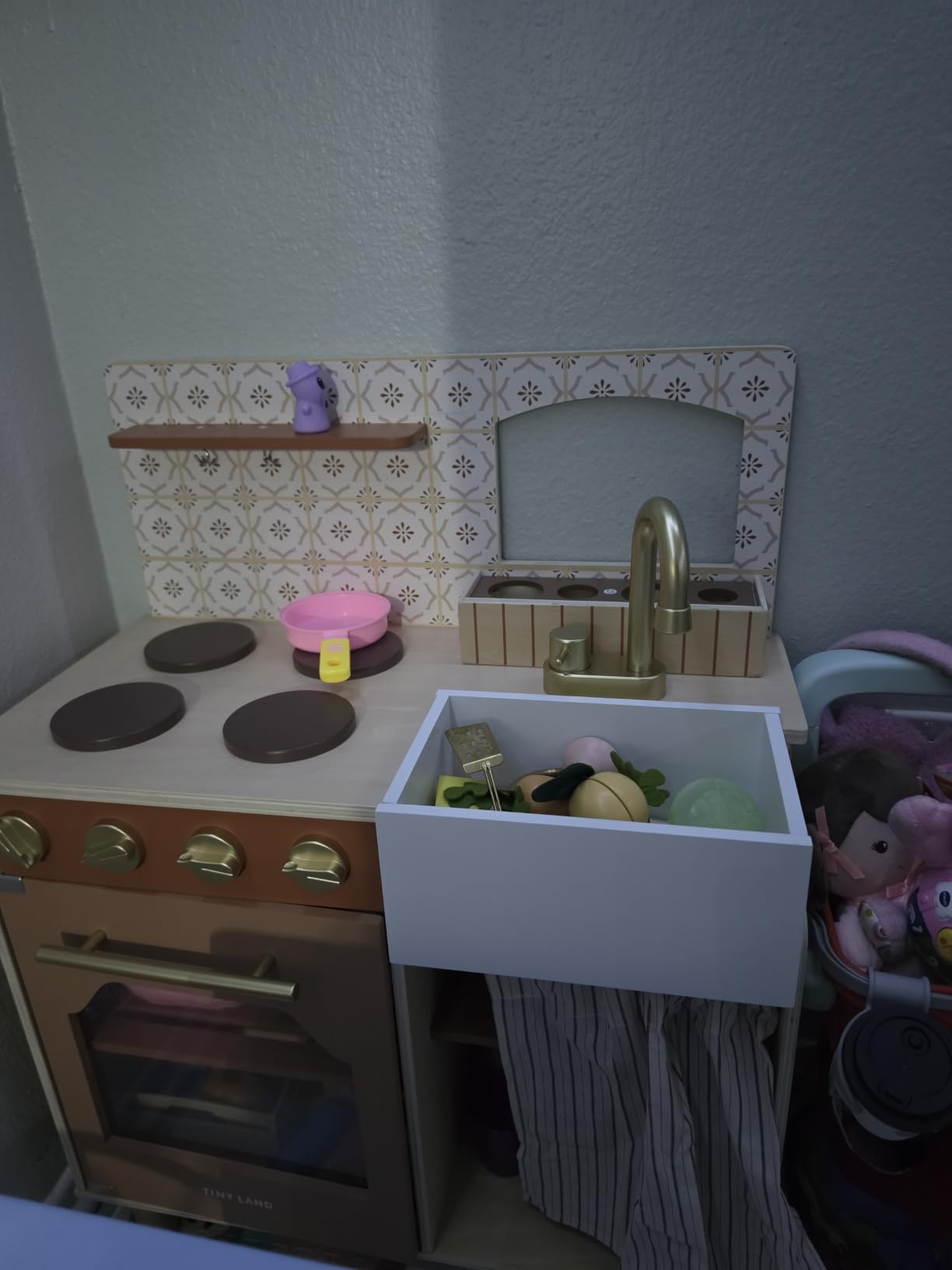 Tiny Land Wooden Play Kitchen for Toddlers, Compact Cream Pretend Play Set customer photo 1