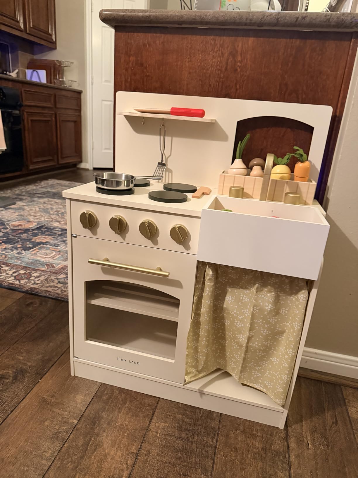 Tiny Land Wooden Play Kitchen for Toddlers, Compact Cream Pretend Play Set customer photo 2