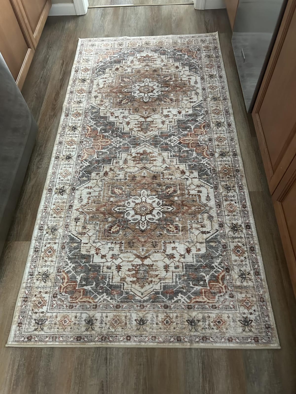 Madane Kitchen Runner 2'6''x8' Soft Rug Runners for Hallways, Turmeric/Grey customer photo 1