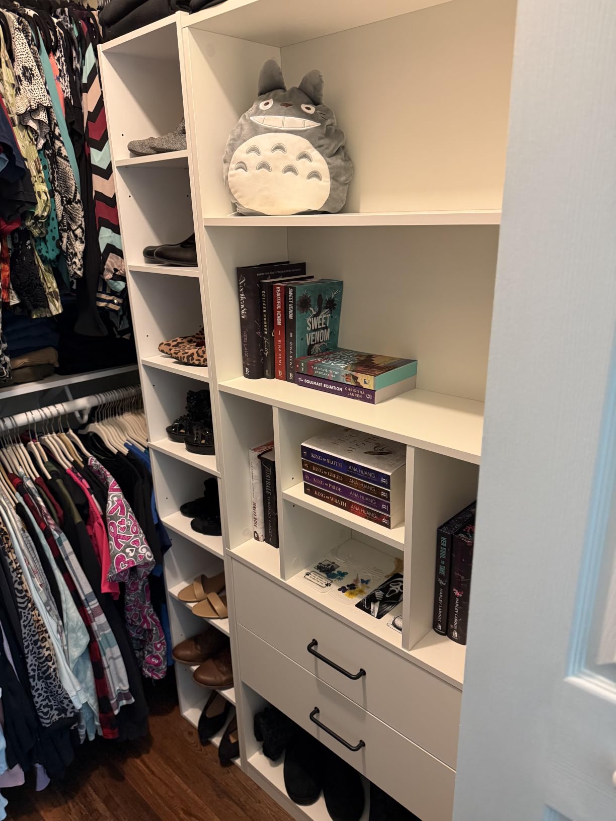 FOTOSOK Bookshelf Bookcase 8-Tier Narrow Bookshelf Tall CD Media Tower Rack customer photo 2