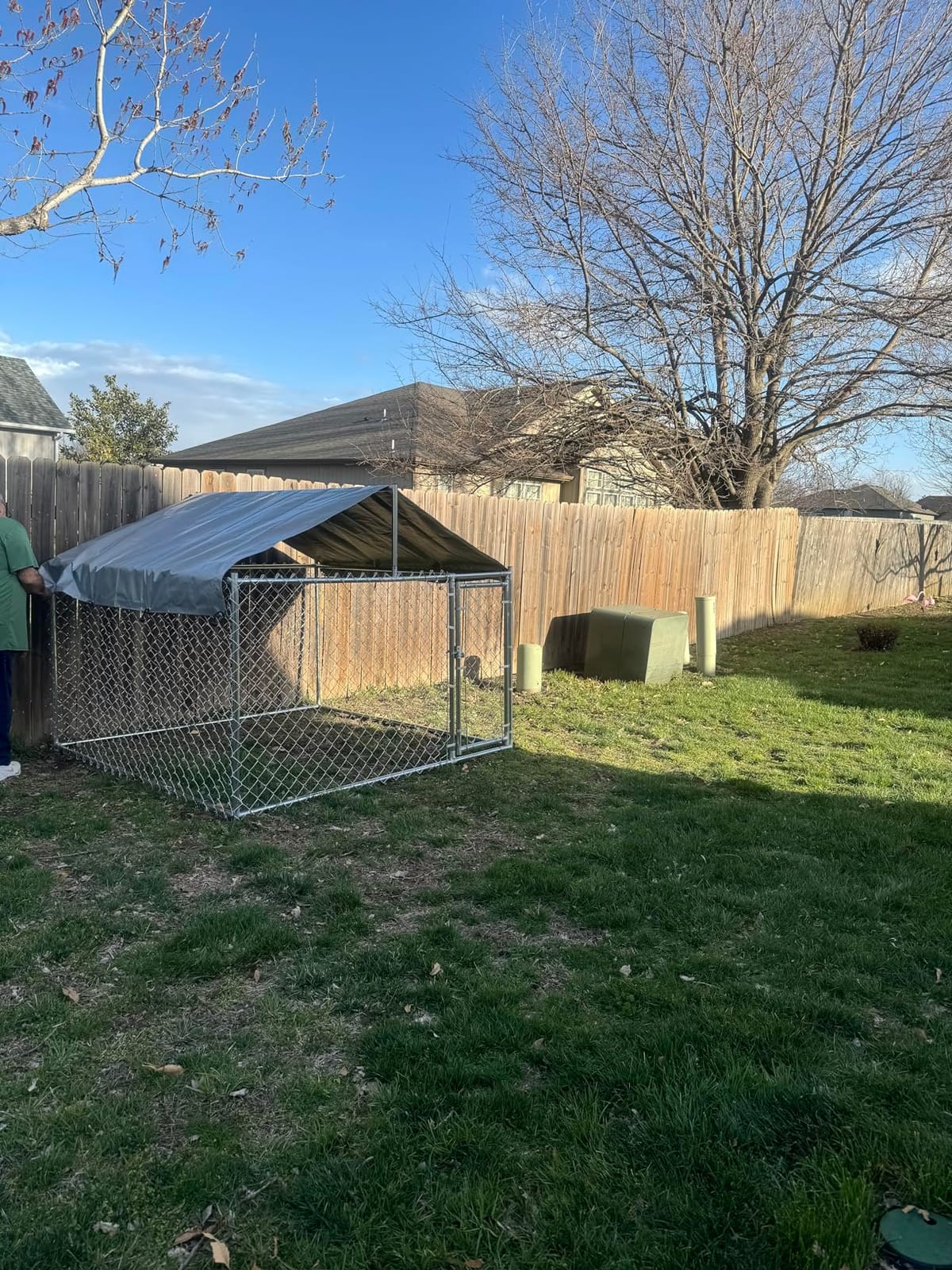 10 x 10 x 6.56 ft Outside Dog Kennel Outdoor Large with Roof, Enclosure with Roof, Outdoor Heavy Duty Dog Run Pens House Pet Playpen with Galvanized Chain Link customer photo 1