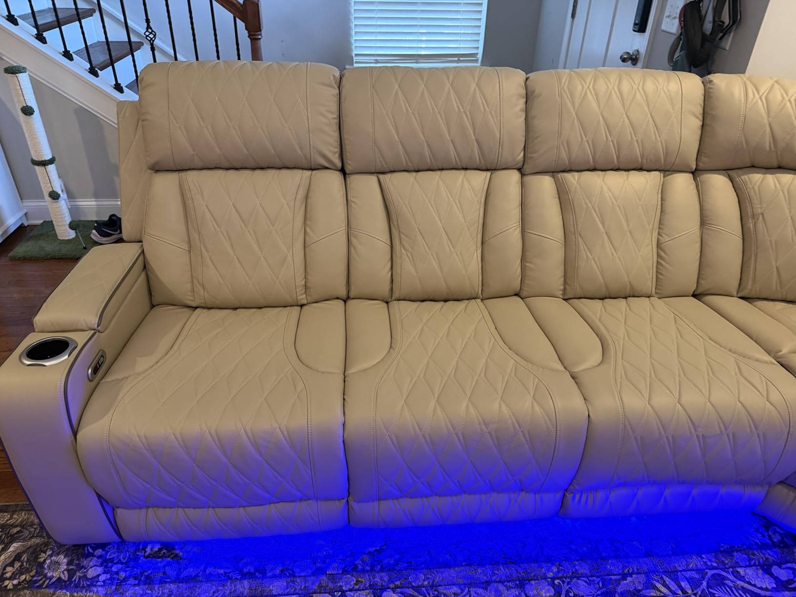 Breathing Leather Reclining Sofa Set, Power Recliner Sectional Couch with LED Light, Modern Living Room Furniture Set, Reclining Sectional Couch Set with USB Port/Storage for Home/Home Theater customer photo 1