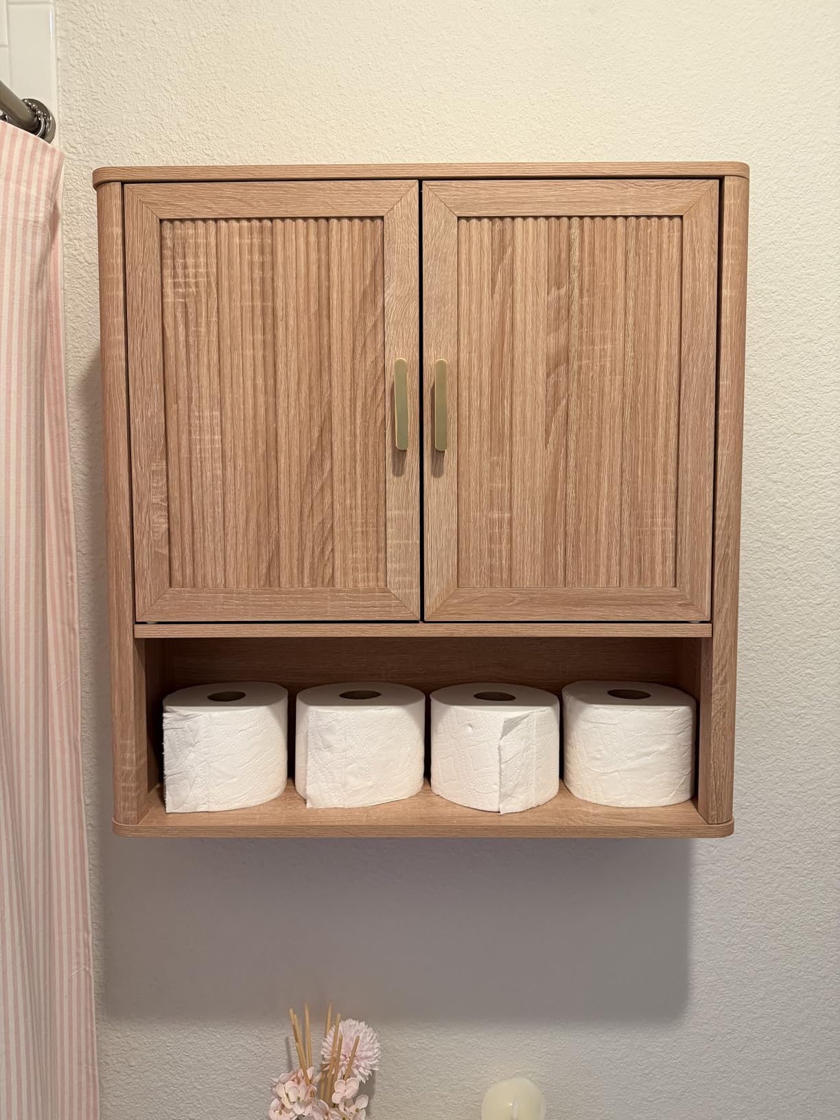 Bathroom Wall Storage Cabinet, Medicine Cabinet with Adjustable Wood Shelf & Doors, Over the Toilet Storage Cabinet Above Toilet Storage for Laundry Room & Living Room Kitchen Storage Islands (Oak) customer photo 1