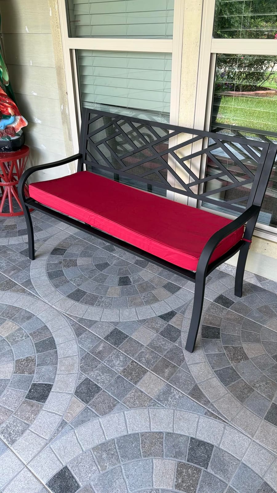 Summsun Outdoor Bench Cushion Pad, 48 x 18 x 3 Inch, Black | High-Resilience Foam, Water Resistant, Removable Cover, Hidden Zipper, Tie Strap, Fit for Patio, Garden, Swing, Porch, Settee customer photo 1