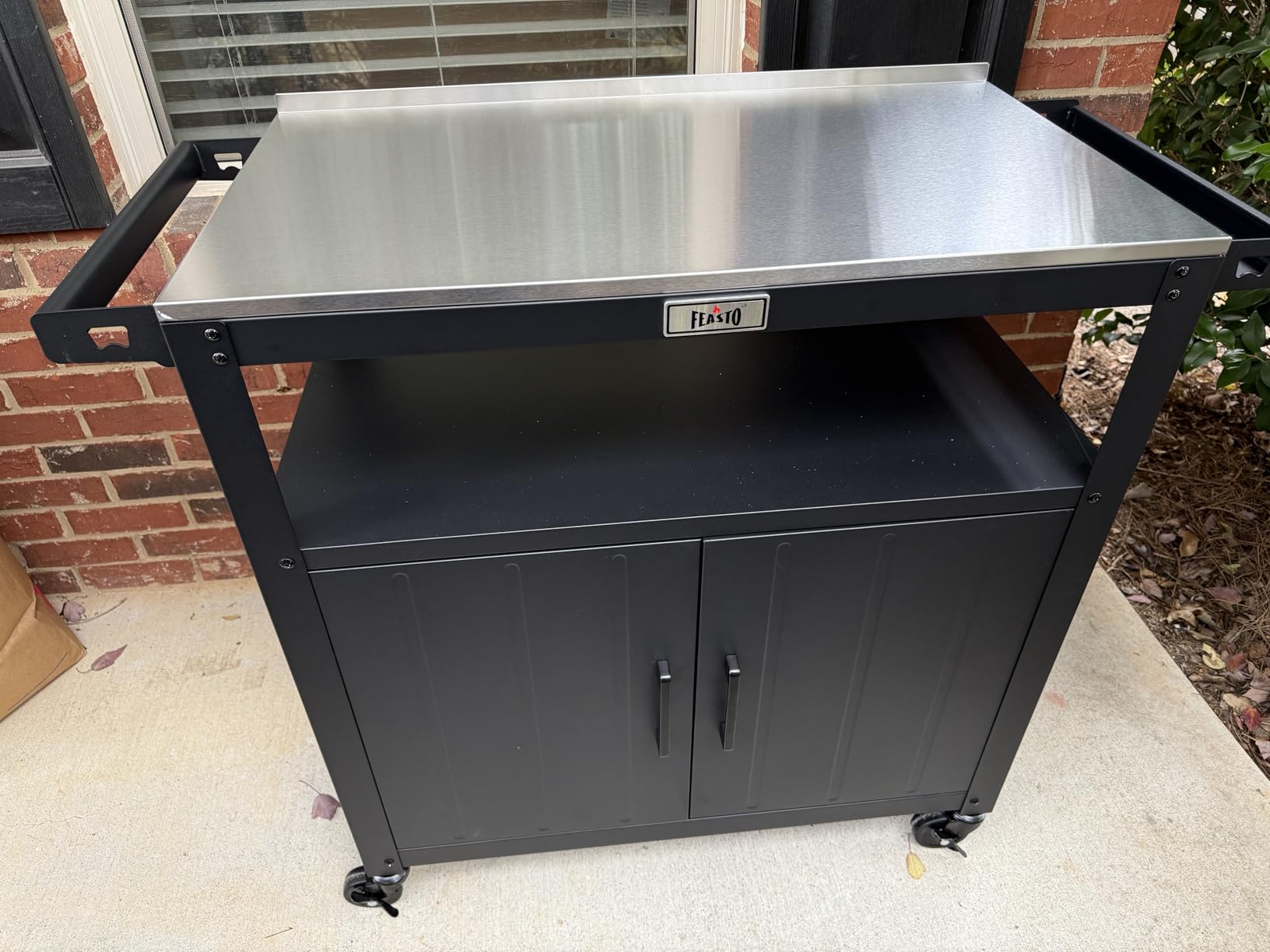 Feasto Outdoor Grill Cart w/Storage Cabinet, Stainless Steel Top, Black customer photo 2