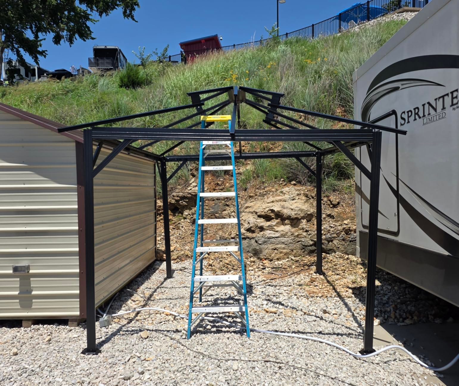 Aoxun 12'x10' Hardtop Gazebo with Polycarbonate Double Roof, Brown customer photo 2
