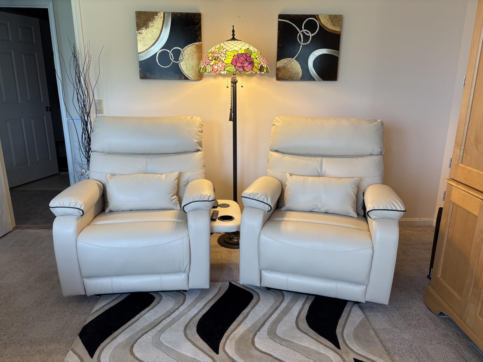 Dual Motor Power Lift Recliner Chair for Adult & Elderly, Leather, Beige customer photo 1