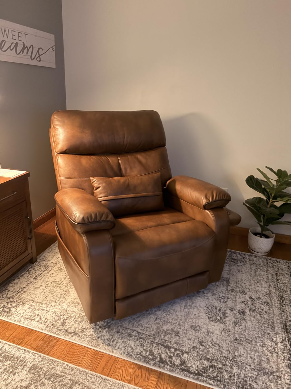 Dual Motor Power Lift Recliner Chair for Adult & Elderly, Leather, Beige customer photo 2