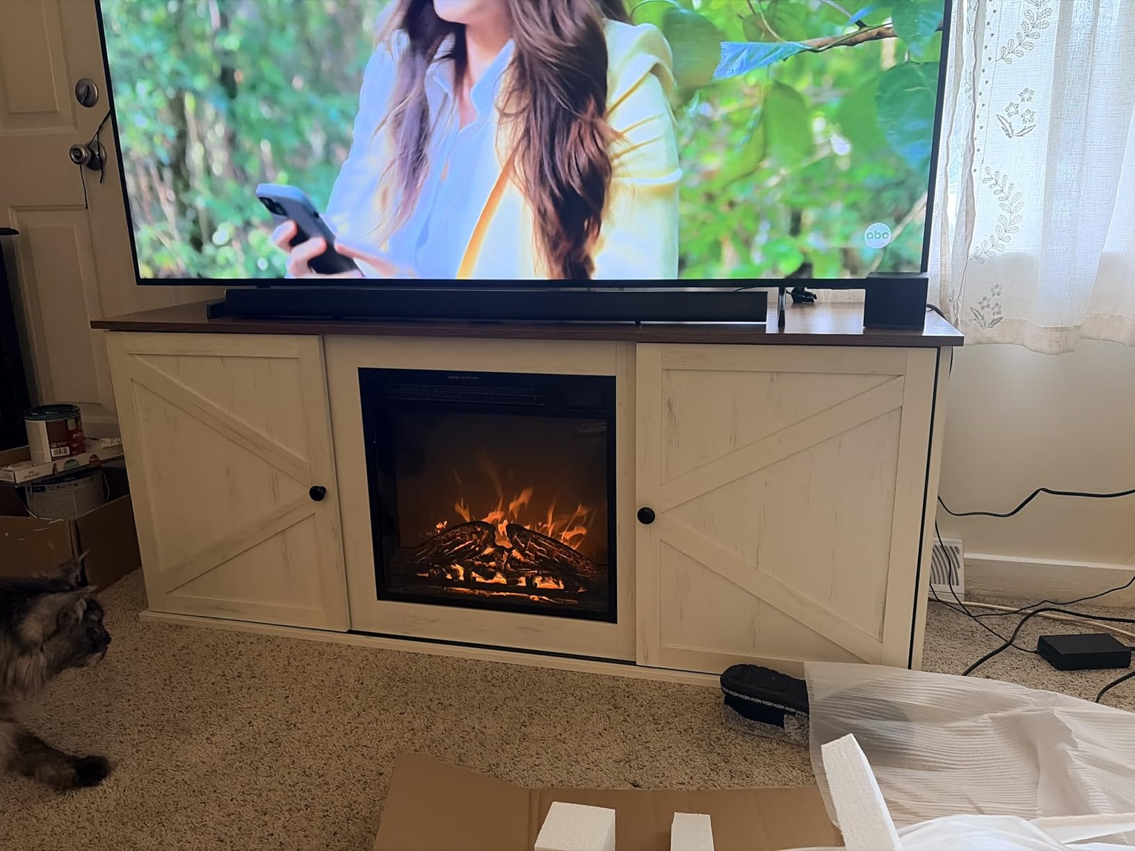 VASAGLE Fireplace TV Stand, Farmhouse Entertainment Center for 65'' TV customer photo 1