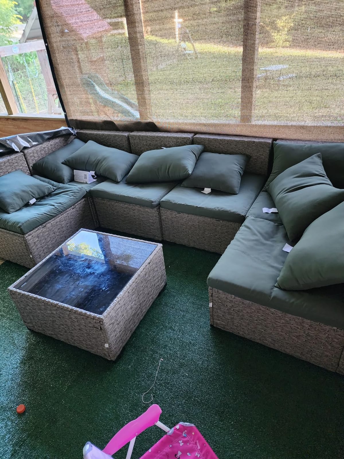 UDPATIO Outdoor Patio Furniture Set 7 Pcs Wicker Sectional Sofa Green customer photo 2