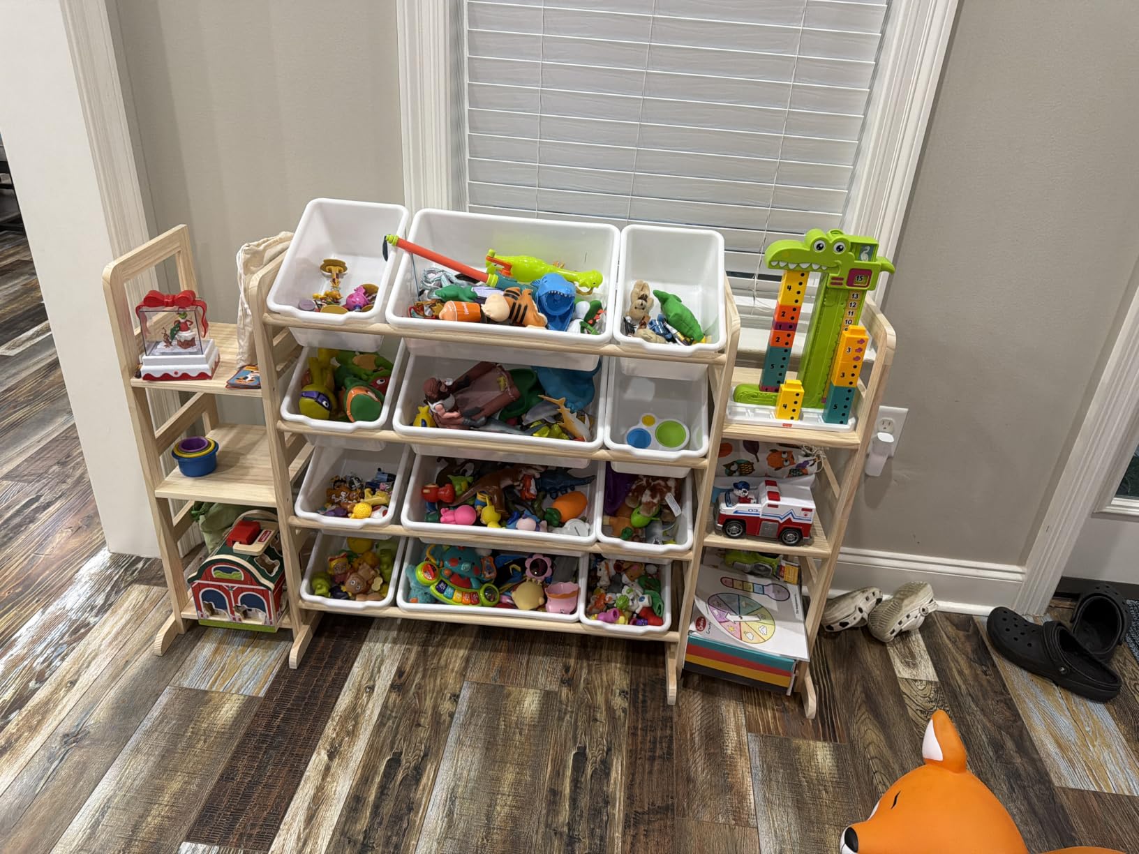 SpaceAid Toy Storage Organizer with 6 Shelves and 12 Bins, Bookshelf/Bookcase, Kids Bin Shelf, Toys Box for Playroom Organization for Bedroom & Room Decor, White, 52.3