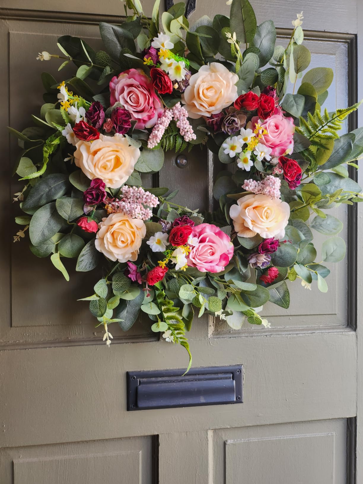 WANNA-CUL 24 Inch Fall Wreaths for Front Door with Hydrangea,Mini Pumpkins customer photo 2