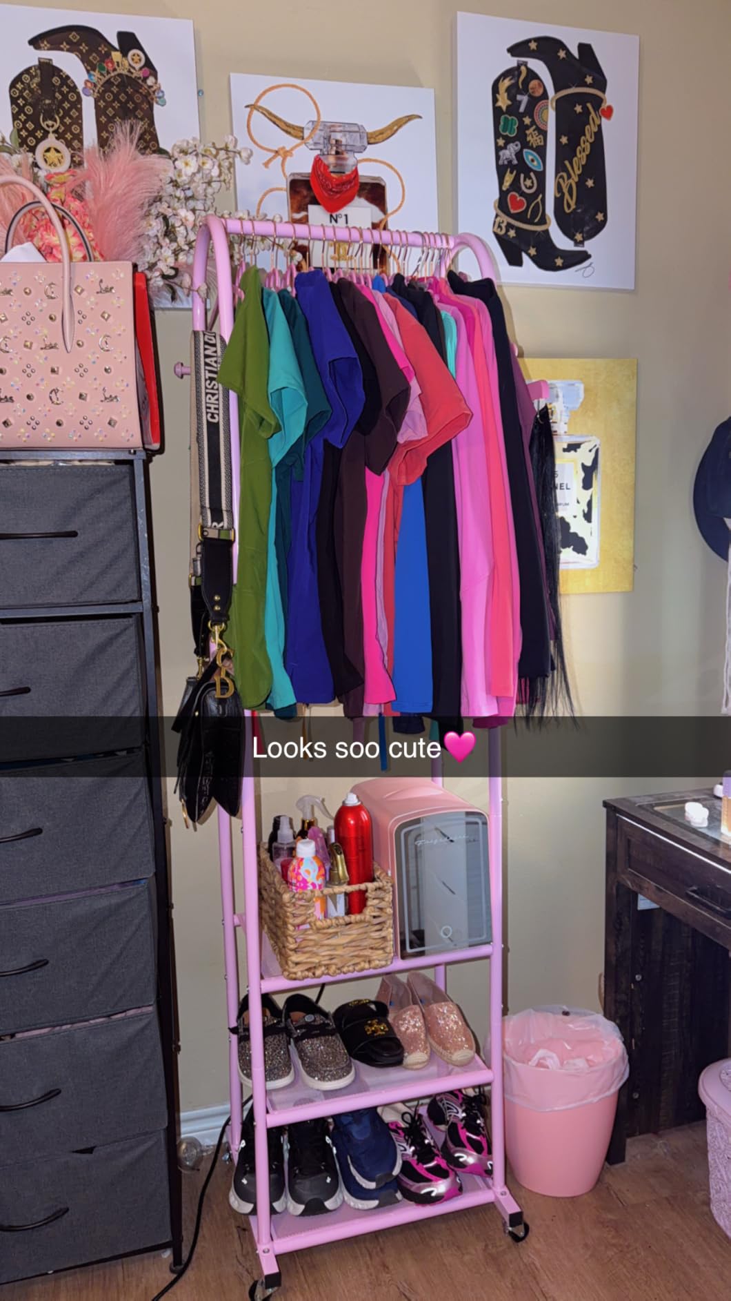 Kaitiemoo Clothing Rack, Mobile Garment Rack with Wheels & 3 Shelves, Gold customer photo 1