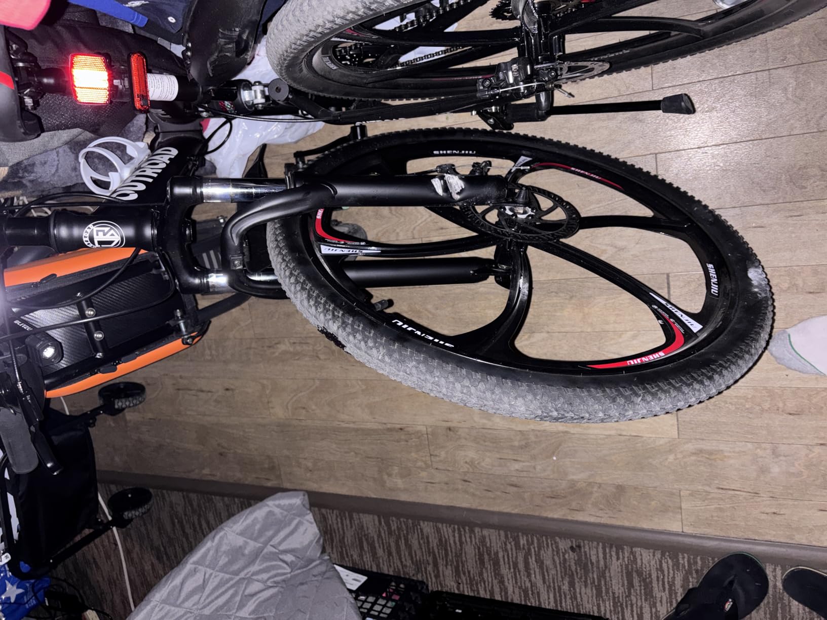 Outroad 26 Inch Folding Mountain Bike, 21 Speed Full Suspension High-Carbon Steel MTB Foldable Bicycle, Dual Disc Brake Non-Slip Adjustable Seat Folding Bikes for Adults/Men/Women, Black, Orange customer photo 1