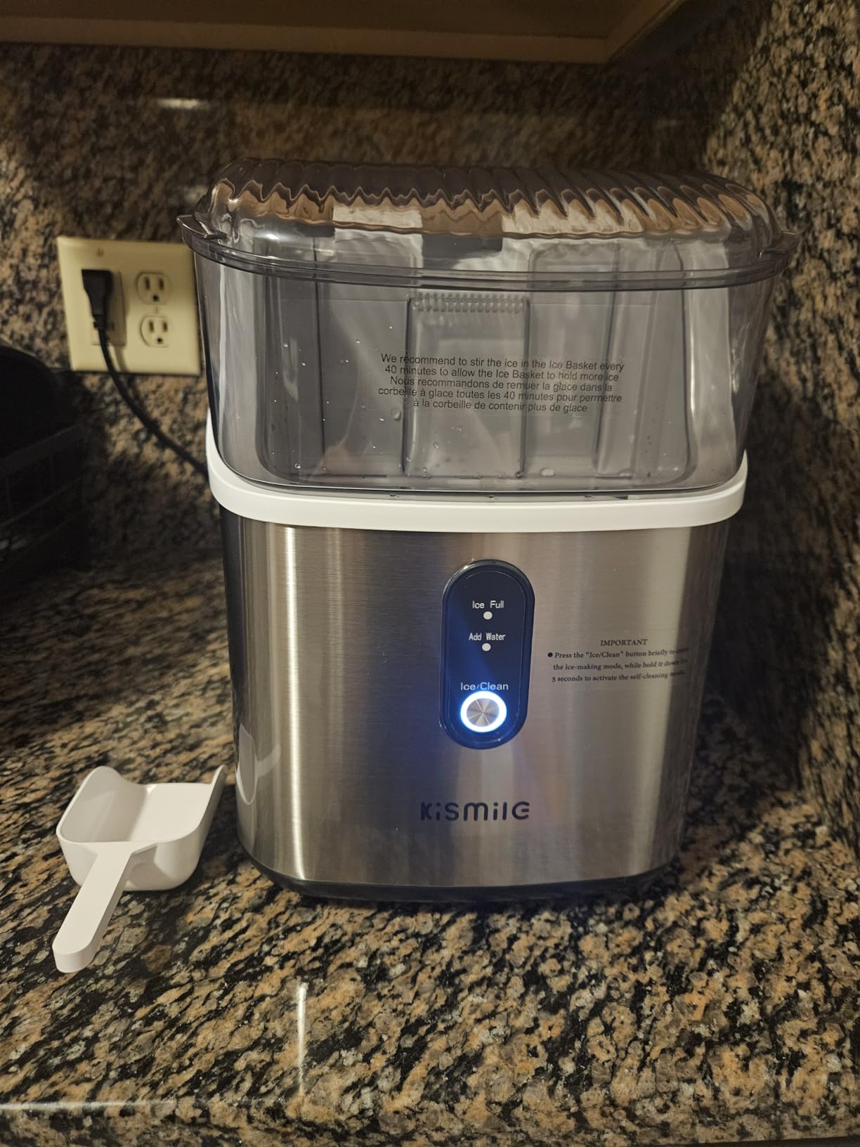 Kismile Nugget Ice Maker Countertop, 35 lbs/Day, Stainless Steel customer photo 1