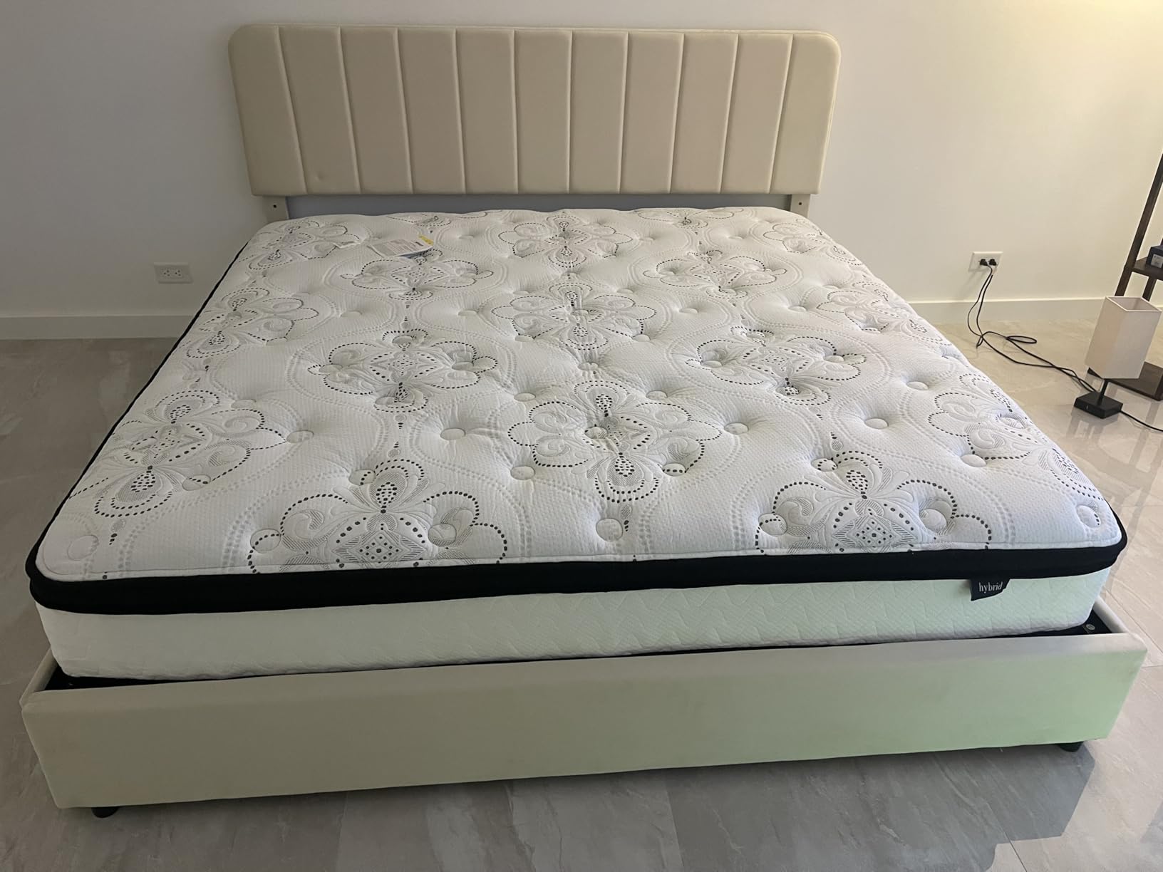 VECELO Queen Size Upholstered Bed Frame with 4 Drawers and Headboard, Velvet Platform Storage Bedframe, Wooden Slats Support, No Box Spring Needed, Beige customer photo 1