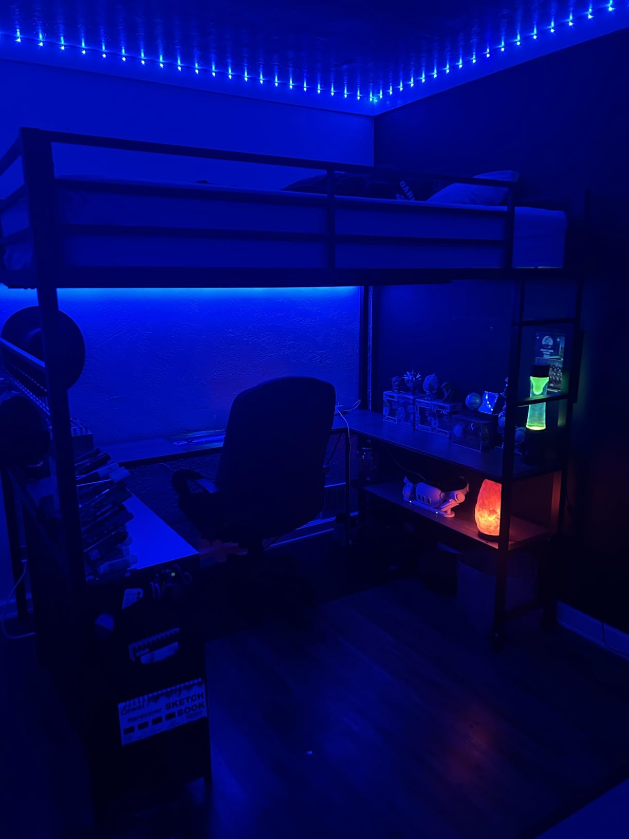 ADORNEVE Loft Bed Full Size with U-Shaped Desk, 6 Storage Drawers, White | Metal Loft Bed with Power Outlet, LED Light, 2 Storage Shelves, Safety Guardrail & Ladders, No Box Spring Needed customer photo 2