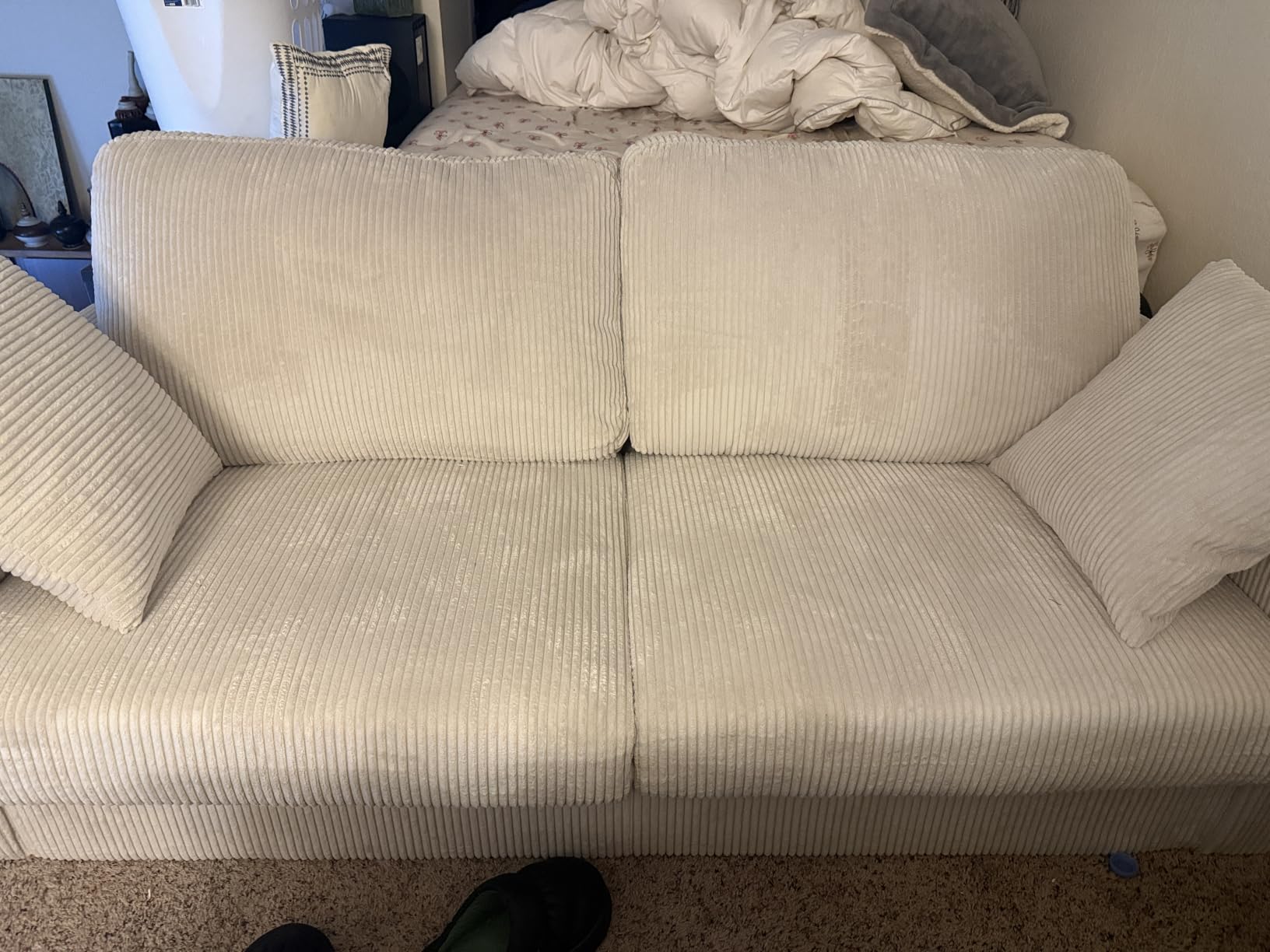 Kidirect 35.5in Oversized Accent Chair, Beige Corduroy Reading Chair customer photo 1