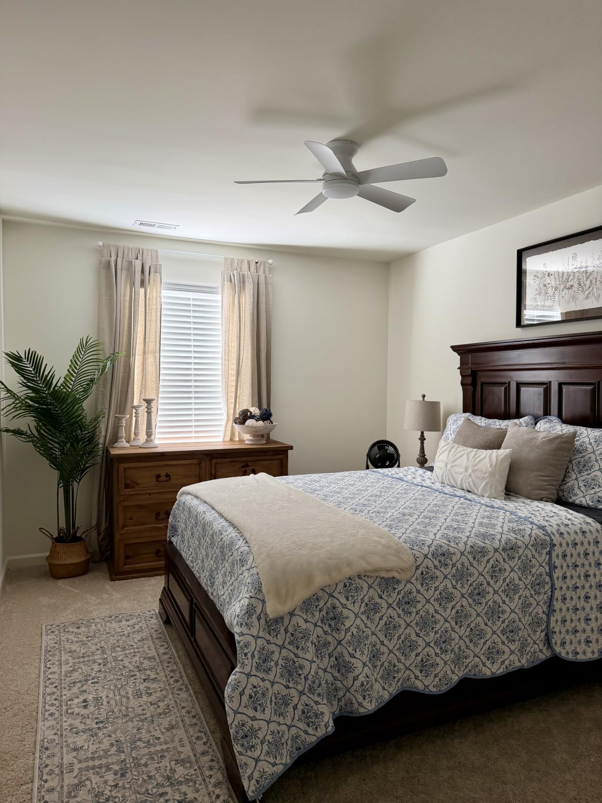 Depuley Modern Ceiling Fan with Light: 42-Inch Black Small Fans for Bedroom Indoor Outdoor - Dimmable Low Profile Ceiling Fans with Remote Control Flush Mount 5 Reversible Black Blades 6 Speeds Timer customer photo 2