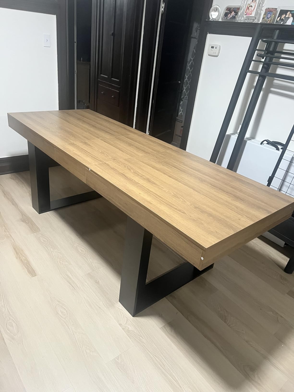 71-87 Inch White Extendable Dining Table, Seats 6-10, Modern Kitchen Table customer photo 2