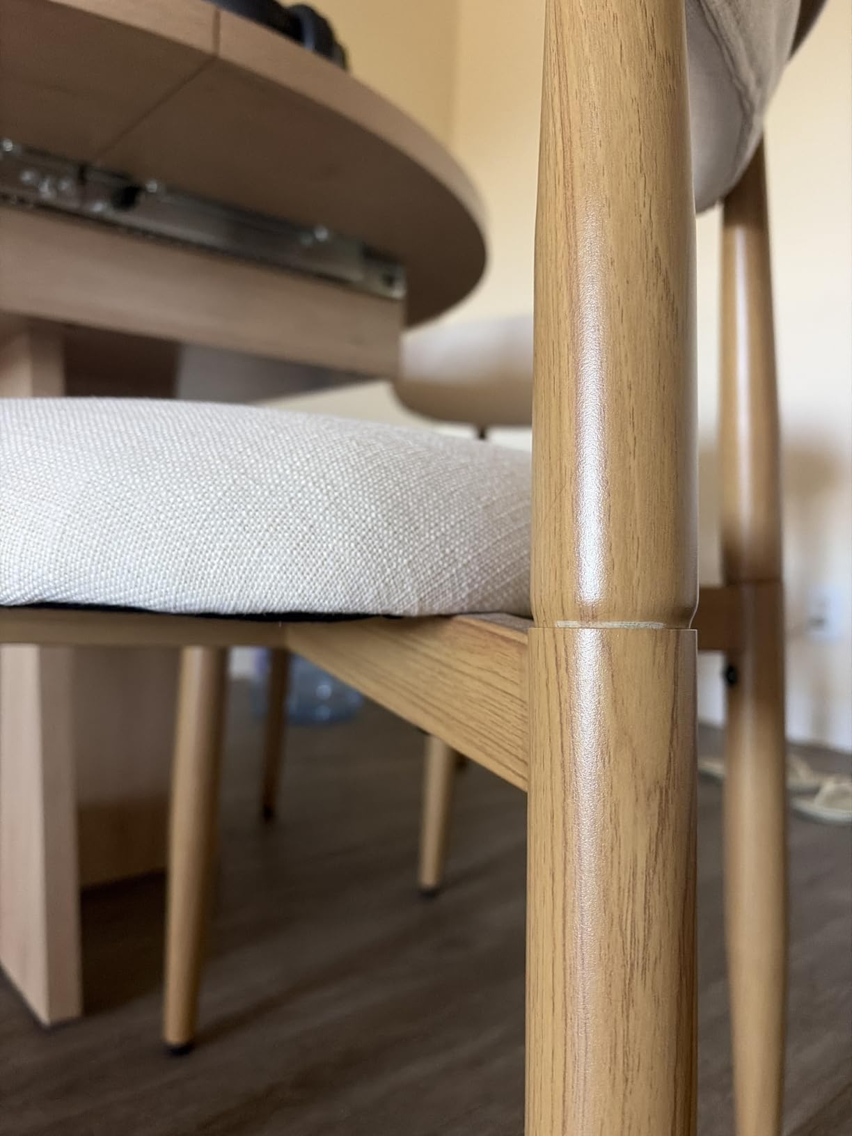 UVV Dining Chairs Set of 4, Metal Kitchen Chairs with Modern Fabric Upholstered for Dining Room, Beige customer photo 2