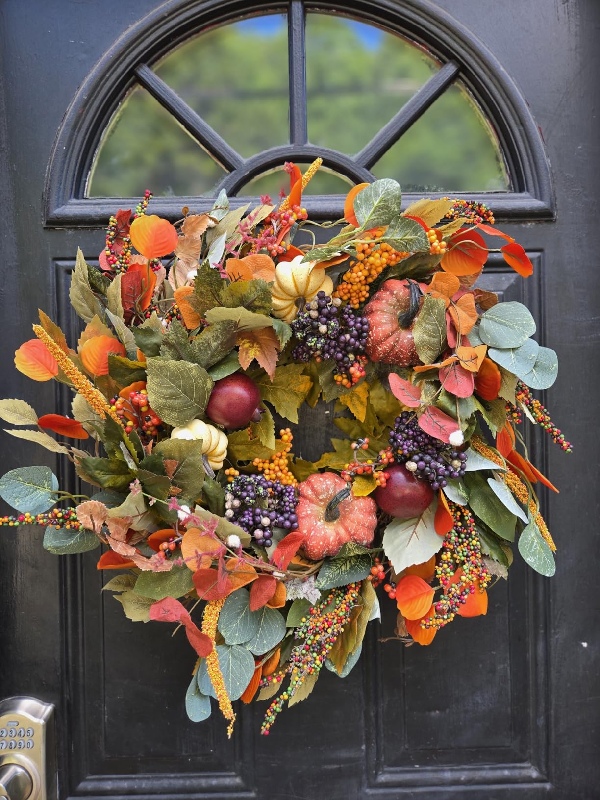 Fall Wreaths for Front Door 24 Inch Autumn Rustic Farmhouse Harvest Wreath customer photo 2