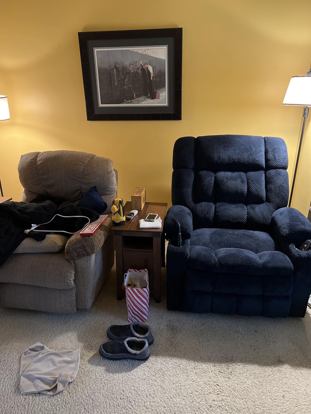 MCombo Dual Motor Power Lift Recliner Chair for Elderly, Massage Heat 7890 | Zero Gravity Lift Chair, Infinite Position, Lay Flat, USB Ports, Cup Holders, FSC, OEKO-TEX, Fabric (Medium, Yale Blue) customer photo 2