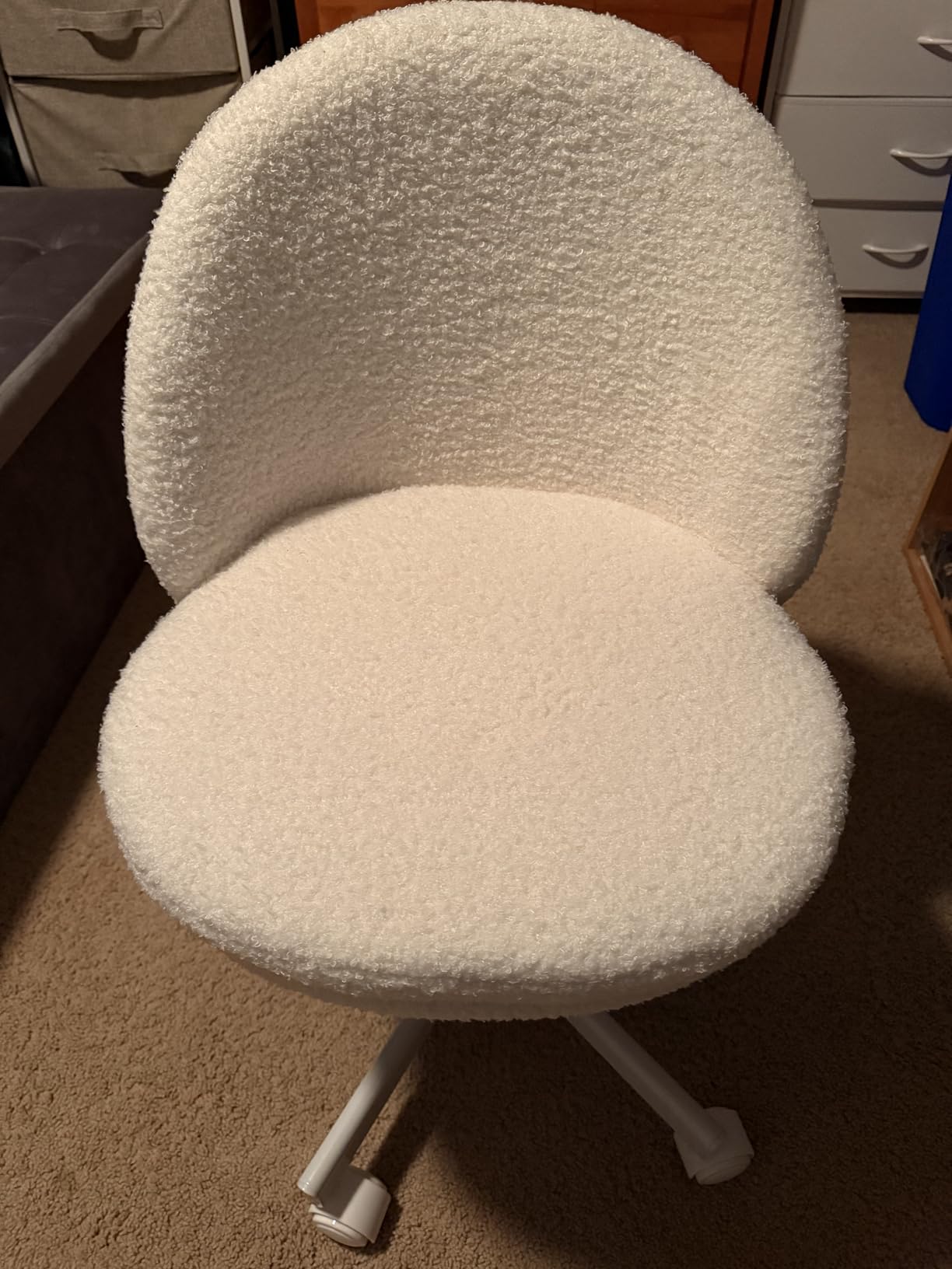 GTPLAYER Velvet Tall Office Chair with Wheels Vanity Chairs with Back, Versatile Height Use: Office to Bar Stools Small Ergonomic Comfy Armlees Computer Desk Chair with Bow Lumbar Pillow for Gift customer photo 1