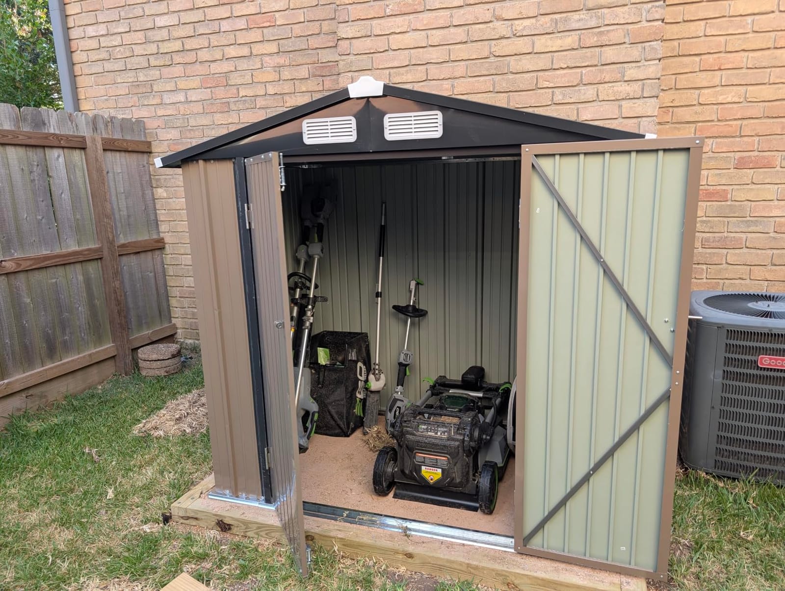 Aoxun 6x4 FT Metal Outdoor Steel Shed Light Brown customer photo 1