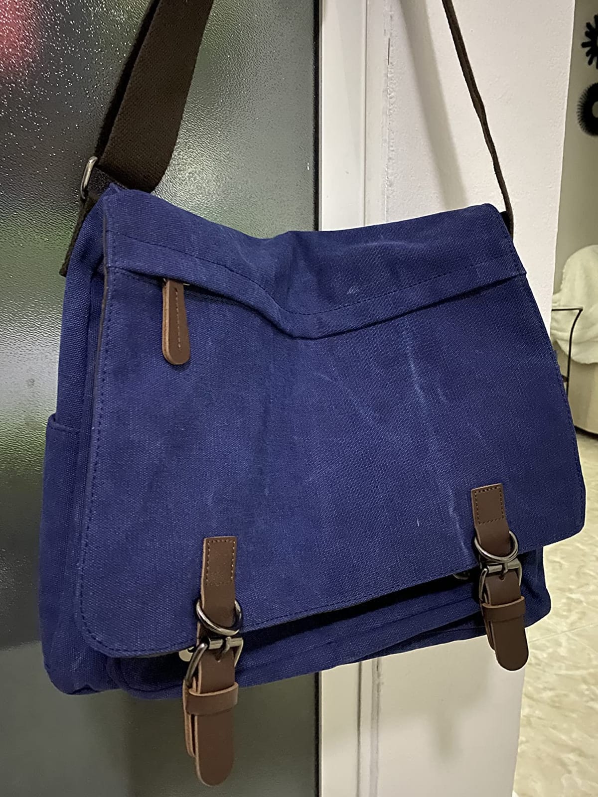 Vintage Messenger Bag 15.6 Inch Laptop for Men Women, Large Travel Crossbody Shoulder Purse Canvas Briefcase Work College customer photo 1