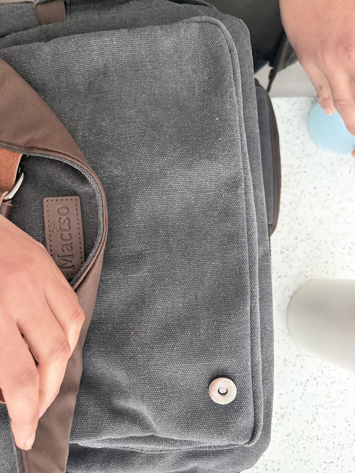 Vintage Messenger Bag 15.6 Inch Laptop for Men Women, Large Travel Crossbody Shoulder Purse Canvas Briefcase Work College customer photo 2