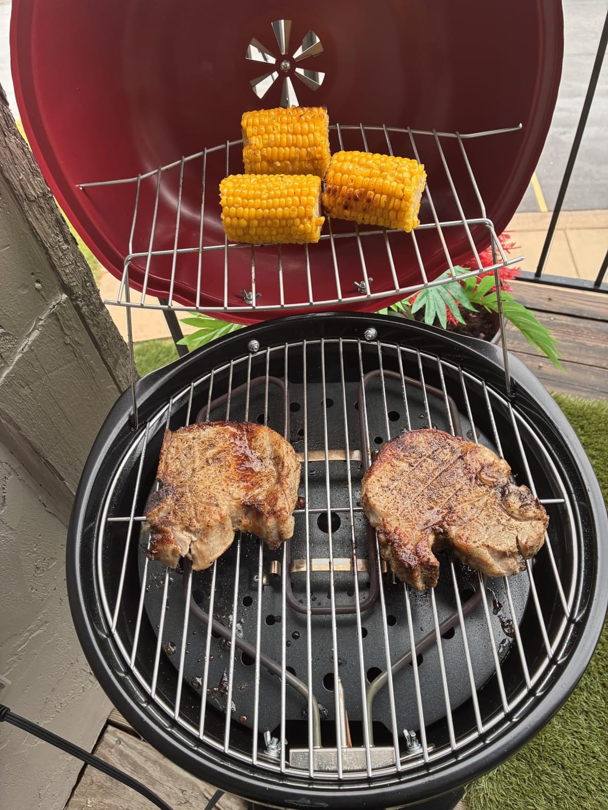 Electric Grill, Techwood Indoor/Outdoor Electric BBQ Grill, 1600W Portable Removable Stand Grill with Adjustable Heat & Drip Tray, Double Layer Design for Party, Patio & Backyard (Black) customer photo 1