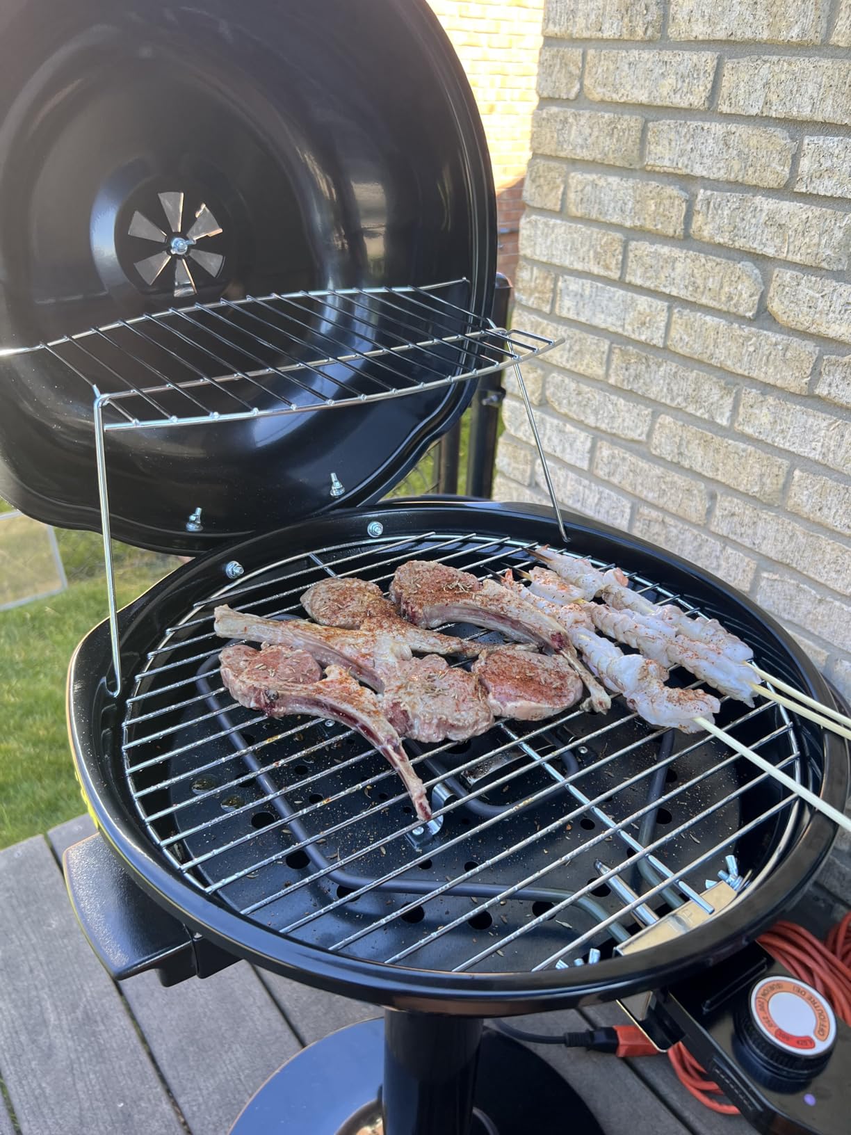 Electric Grill, Techwood Indoor/Outdoor Electric BBQ Grill, 1600W Portable Removable Stand Grill with Adjustable Heat & Drip Tray, Double Layer Design for Party, Patio & Backyard (Black) customer photo 2