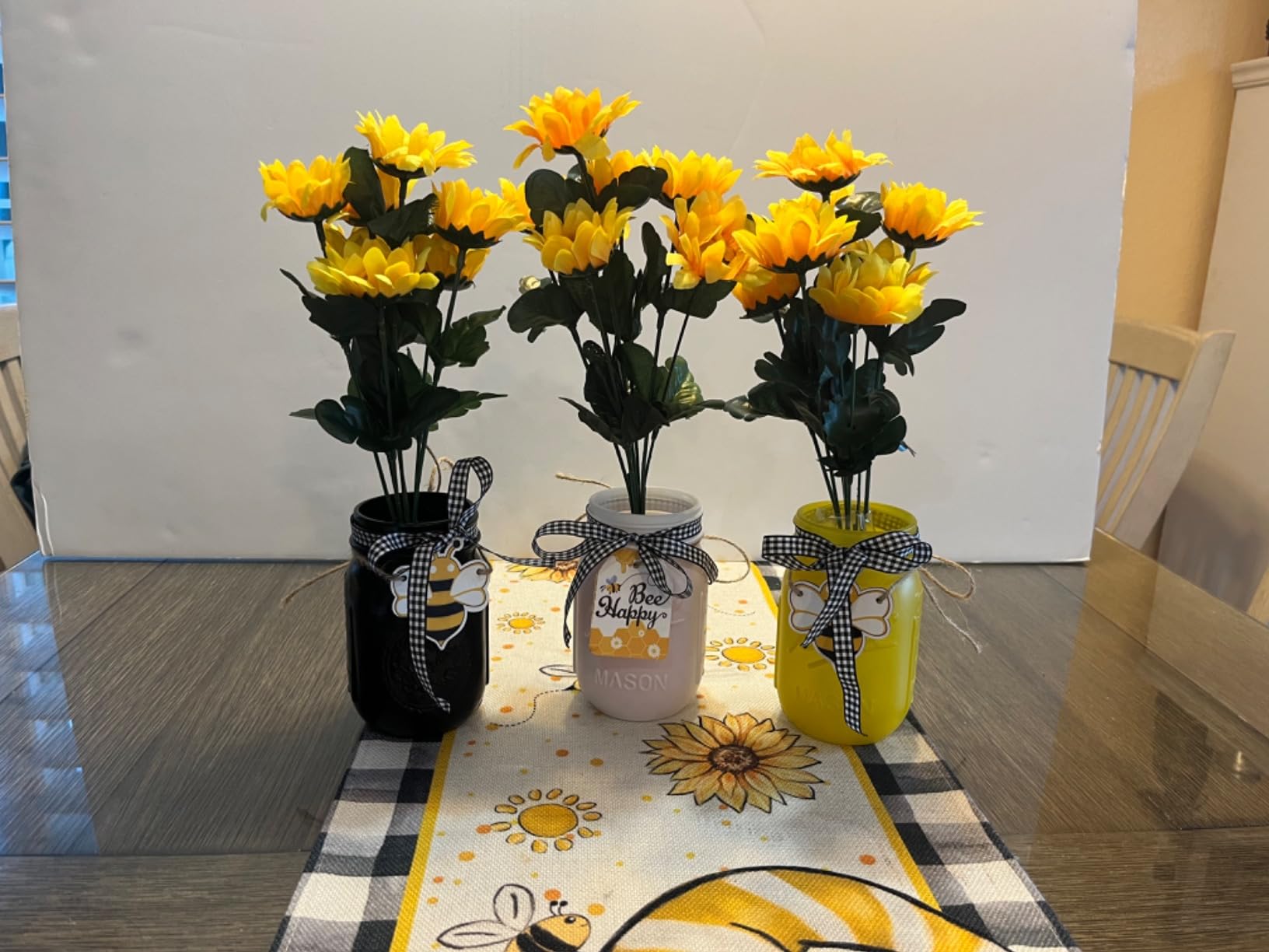 Fall Mason Jar Centerpieces for Tables – Thanksgiving Table Decorations with Autumn Leaves & Berries, Autumn Candle Holder Wreath Rings, Fall Taper Candle Rings for Dining Table customer photo 2